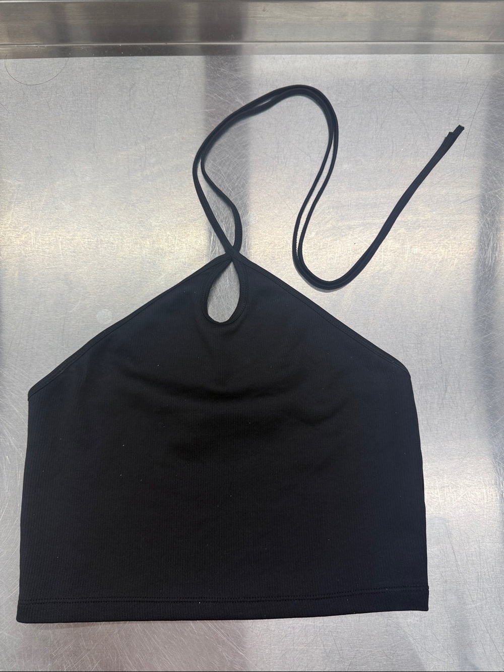 Zara Black Halter Keyhole Crop Top